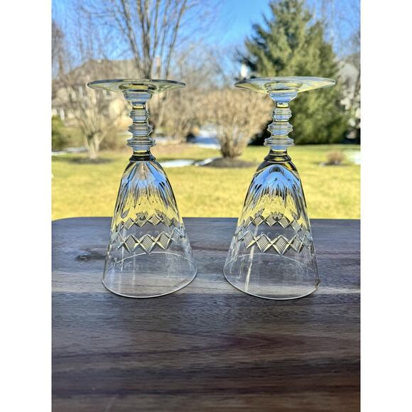 Vintage Hawkes Diamond Cut Glass Stemware 6.5” Tall ~set Of 2 - Picture 12 of 12
